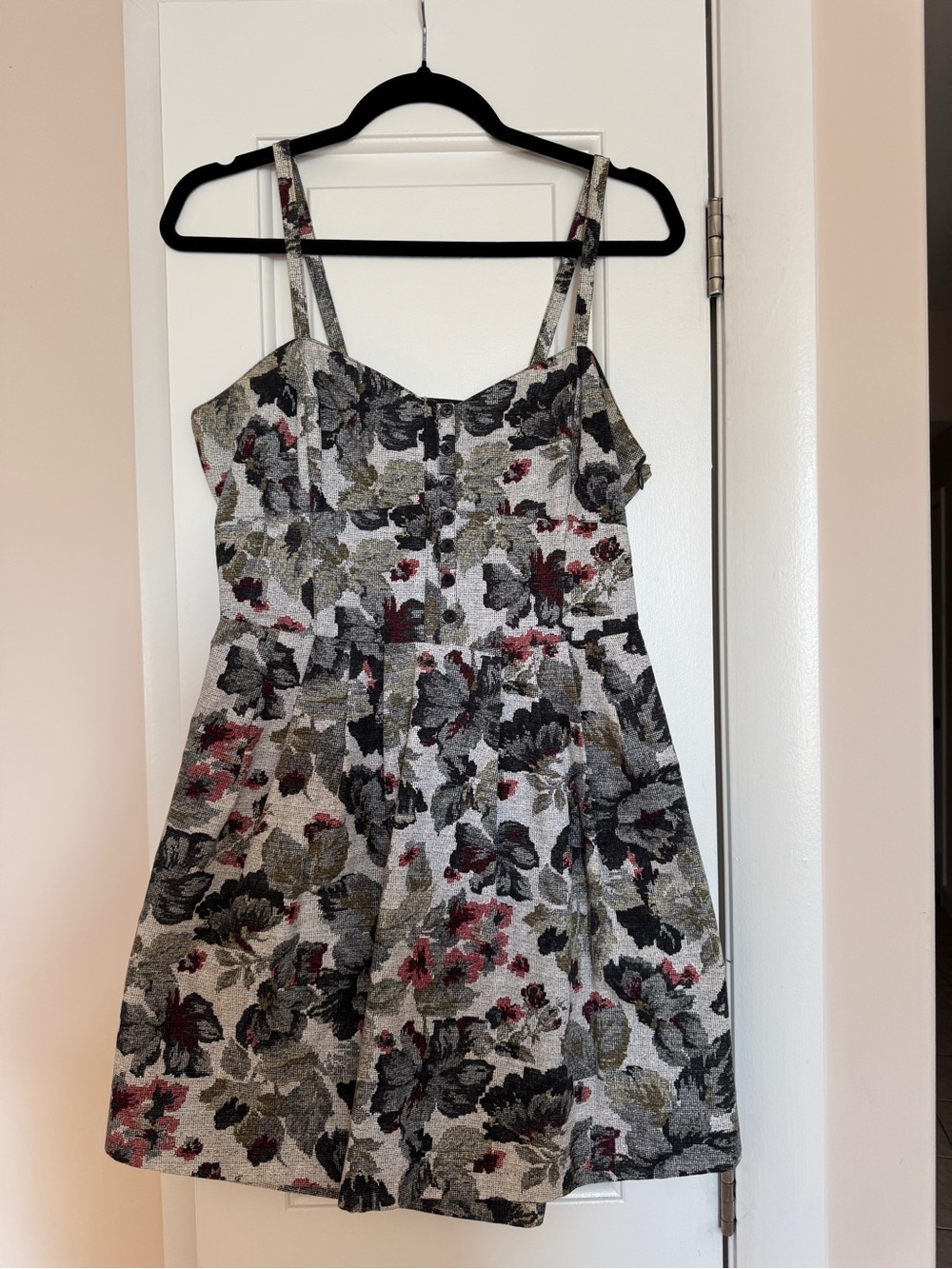 BB Dakota Floral Mini Dress in Gray, Black & Burgundy